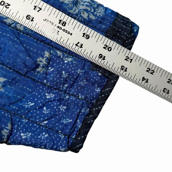 ZARA Vented Quilted Patchwork Jacket Womens L Blue Floral Waist Tie Boho Indie - Picture 7 of 13